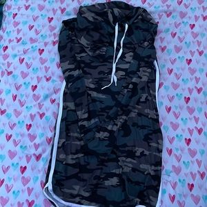 forever21 long sleeve hooded camouflage dress